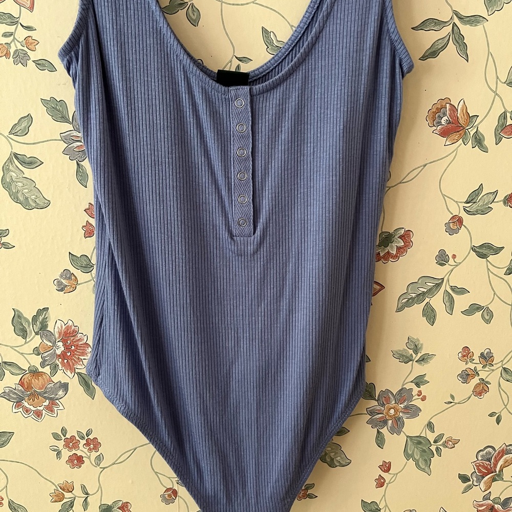 Blue Ribbed Women's Top